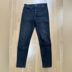 Women's Black High Rise Skinny ankle Button Fly Jeans Size 27 Banana Republic